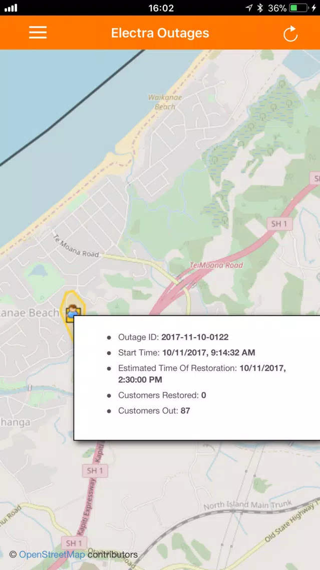 Electra Customer Outages Screenshots