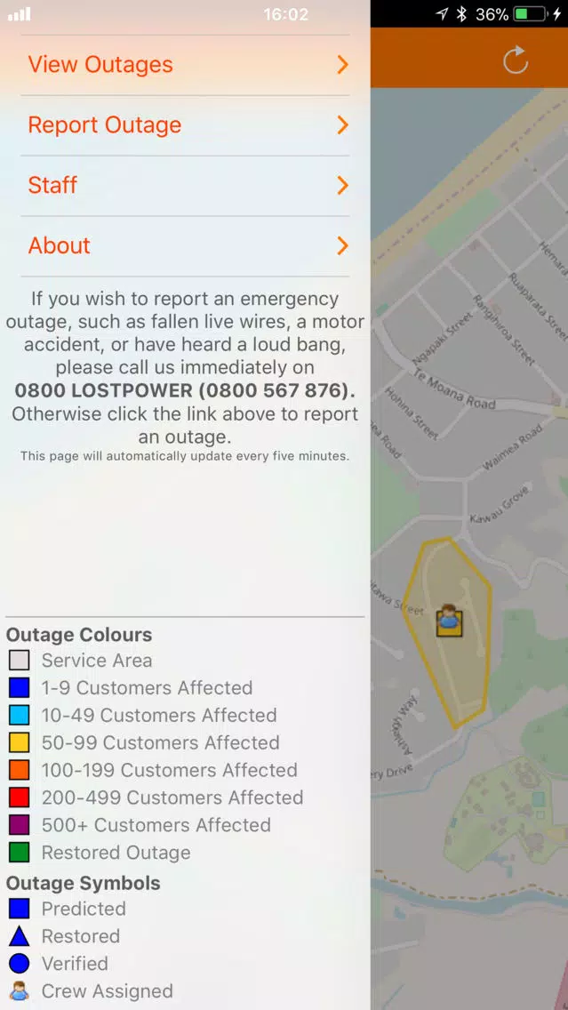 Electra Customer Outages Screenshots