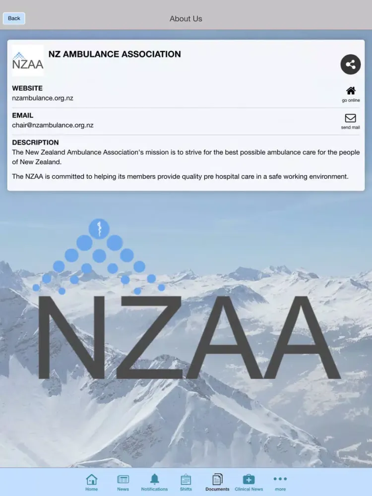 ภาพหน้าจอของ NZAmbulance Association iPad 
