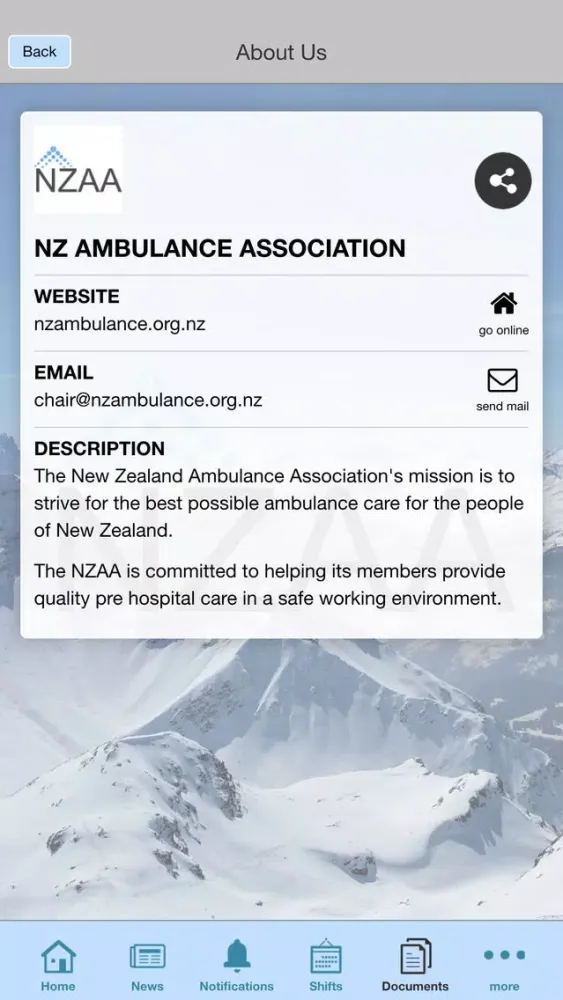 ภาพหน้าจอของ NZAmbulance Association
