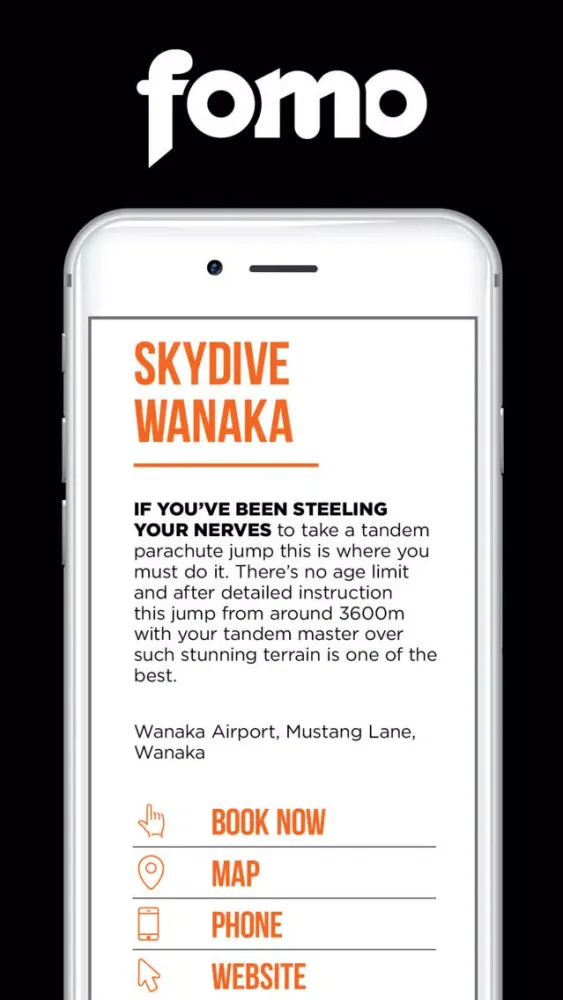 Zrzuty ekranu FOMO Guide Wanaka