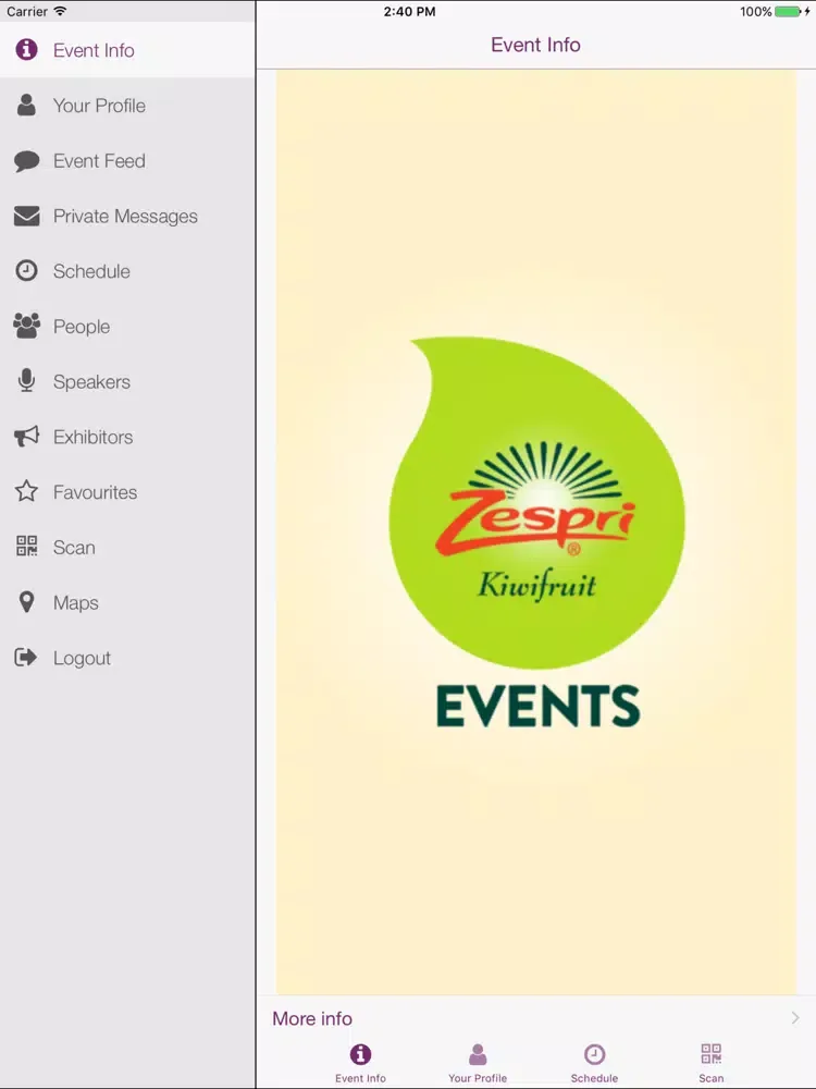 Zespri Events iPad  Screenshots