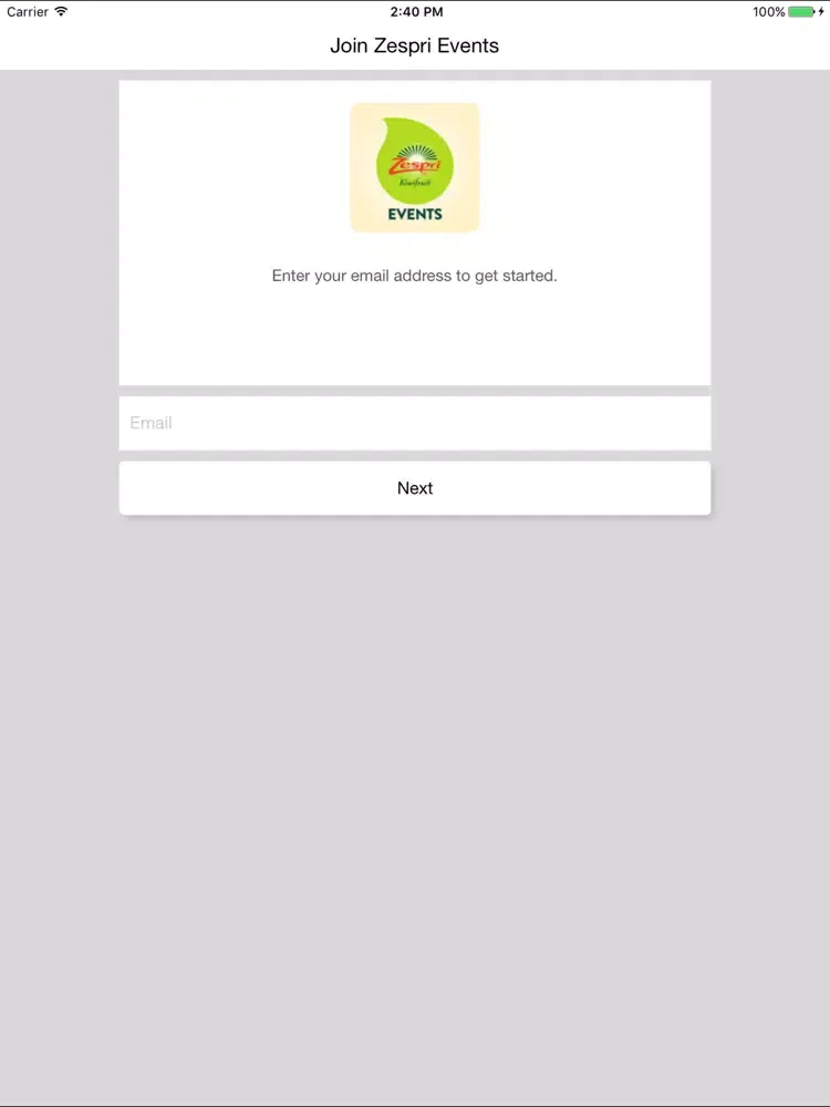 Zespri Events iPad  Screenshots