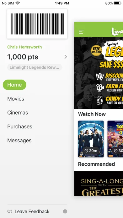 Tangkapan skrin Limelight Cinemas