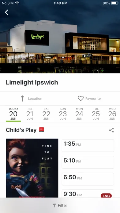 Tangkapan skrin Limelight Cinemas