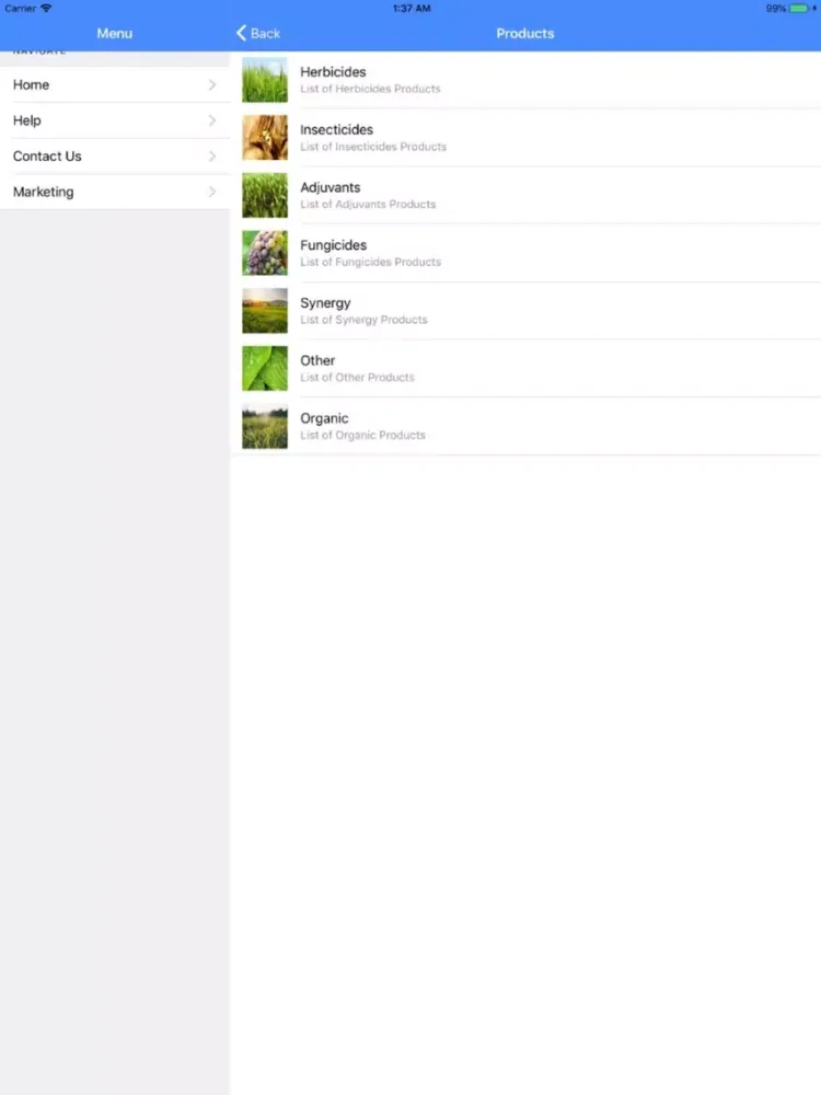 Capturas de pantalla de Orion Agriscience iPad 