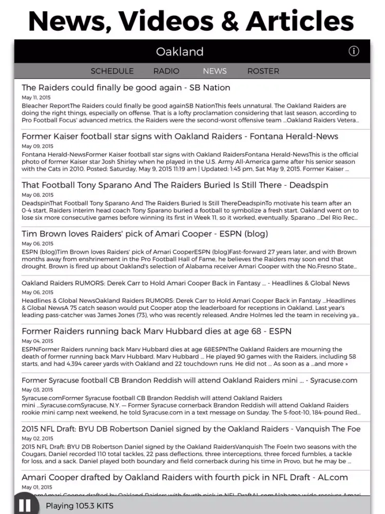 Capturas de tela do Oakland Football Radio & Live Scores iPad 