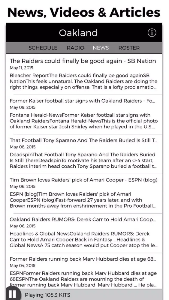 Capturas de tela do Oakland Football Radio & Live Scores