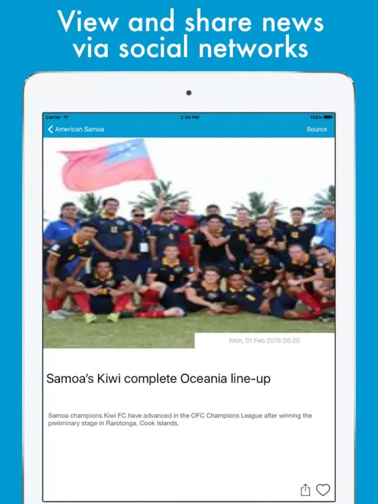 تصاویر Football News - Oceania Edition iPad 