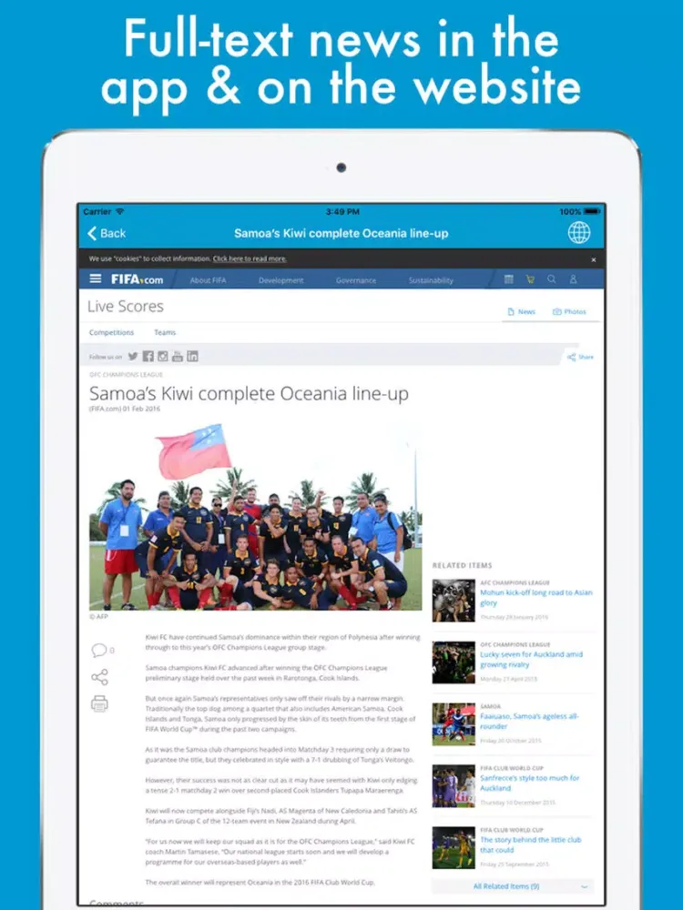 تصاویر Football News - Oceania Edition iPad 