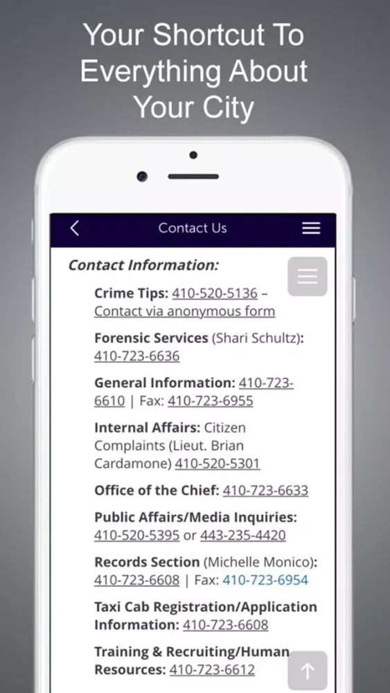 Capturas de tela do OCMD 311 App