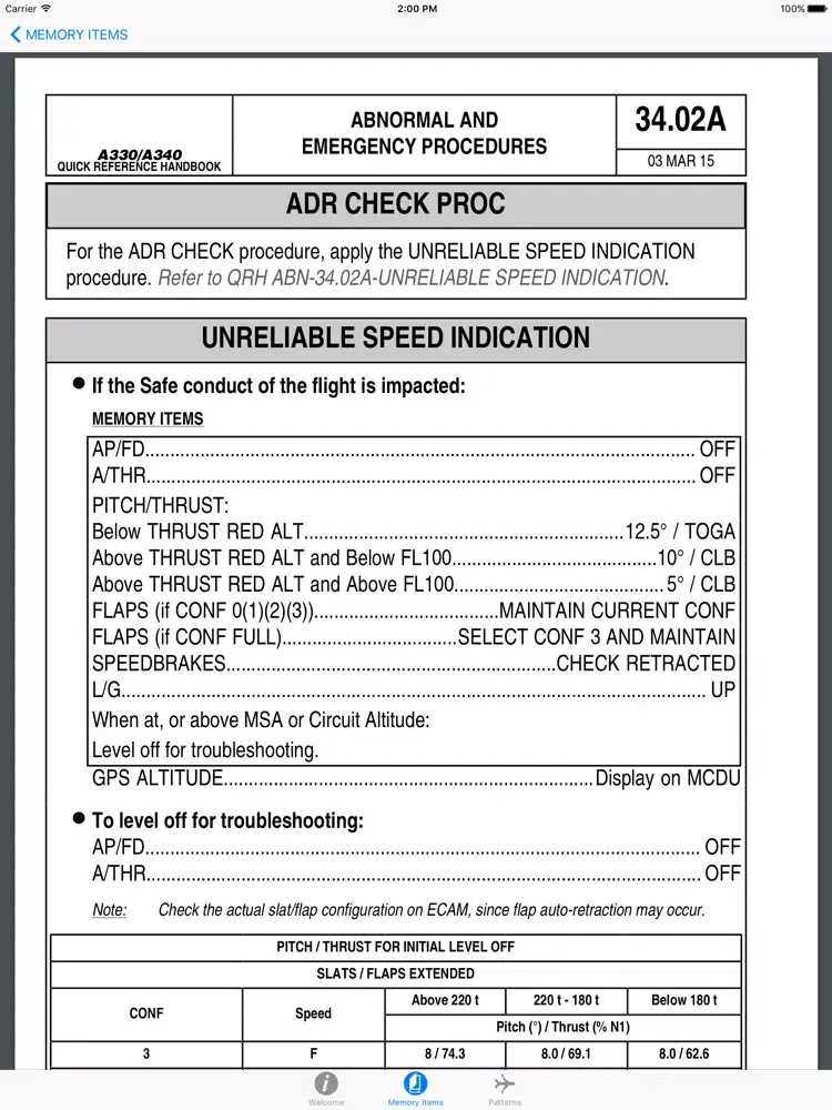 Airbus A330 Abnormal And Emergency Procedures Memory Items iPad  Ekran Görüntüleri