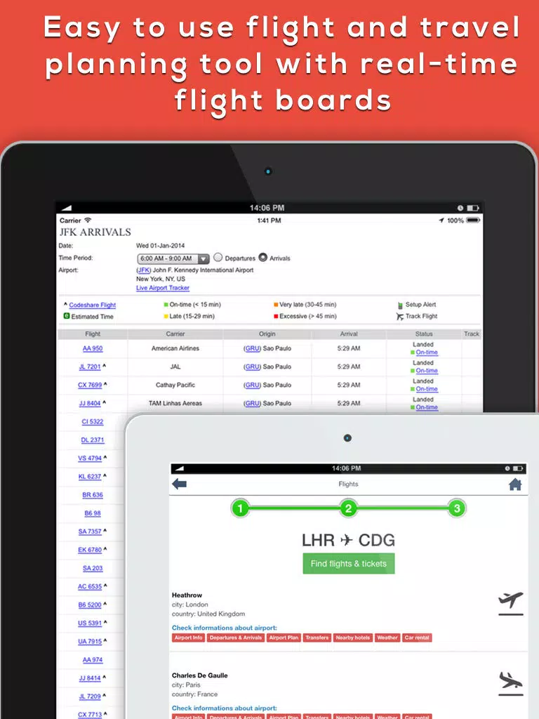Zrzuty ekranu Incheon INC Airport. Flights, car rental, shuttle bus, taxi. Arrivals & Departures. iPad 