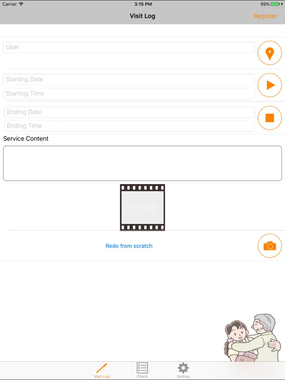 ภาพหน้าจอของ Visit Log iPad 