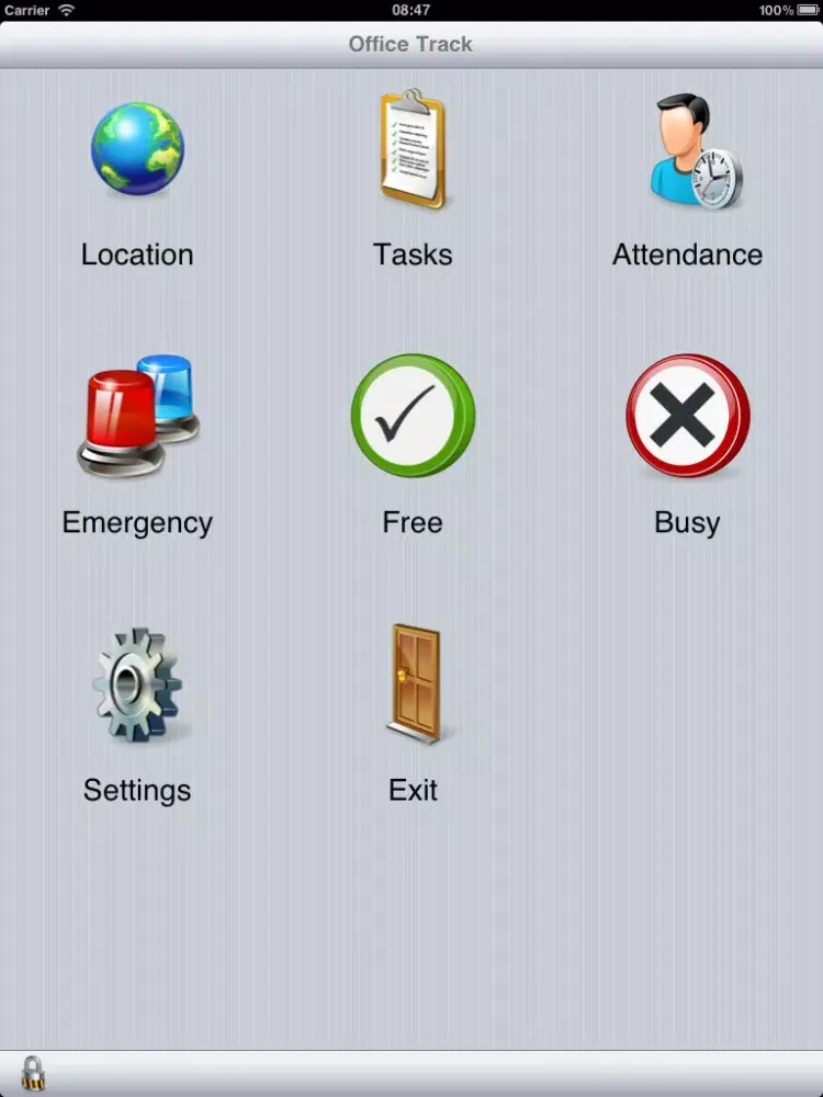 Tangkapan layar OfficeTrack iPad 