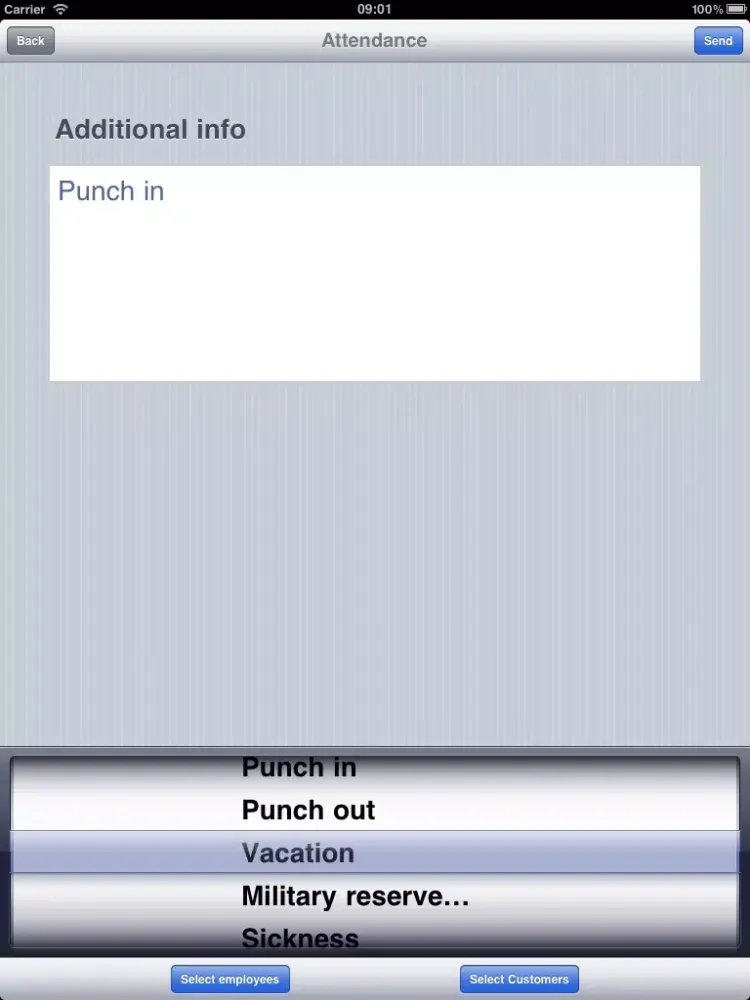 Tangkapan layar OfficeTrack iPad 