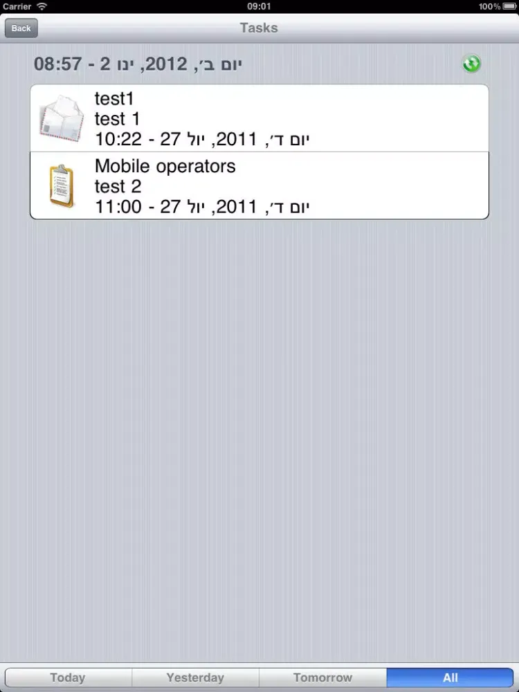 Tangkapan layar OfficeTrack iPad 
