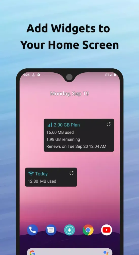 ภาพหน้าจอของ Data Usage Alert