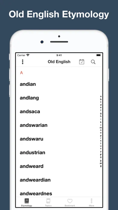 Capturas de tela do Old English Etymology