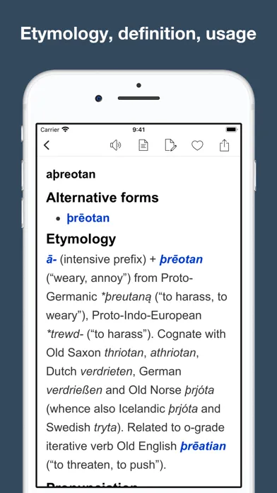Capturas de tela do Old English Etymology