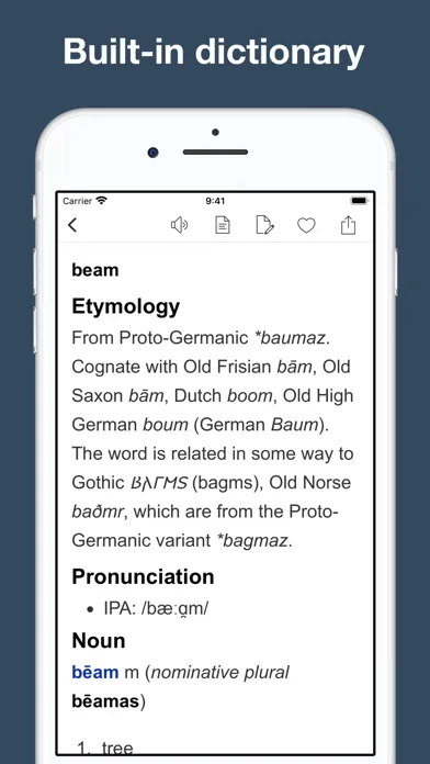 Capturas de tela do Old English Etymology