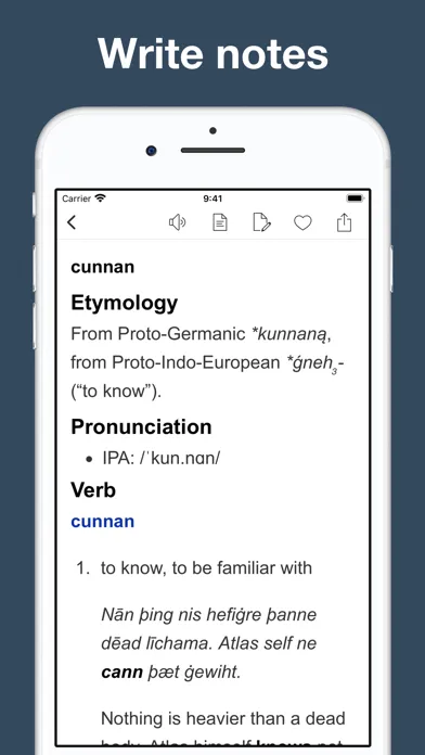Capturas de tela do Old English Etymology