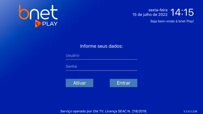 Capturas de tela do Bnet Play TV