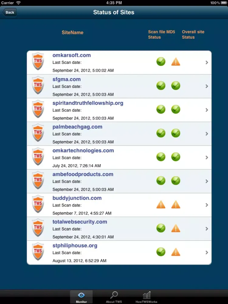 Скриншоты TotalWebSecurity iPad 