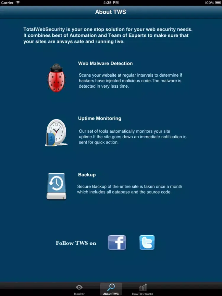 Скриншоты TotalWebSecurity iPad 