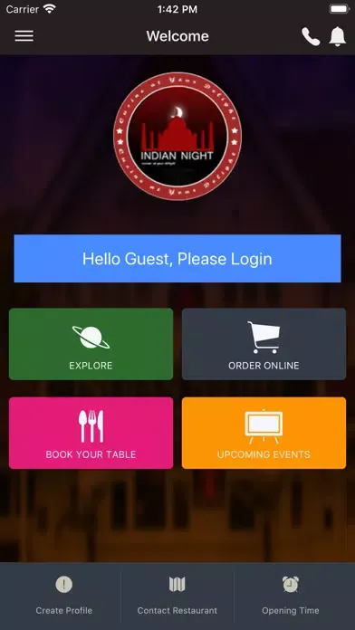 Indian Night Restaurant App स्क्रीनशॉट