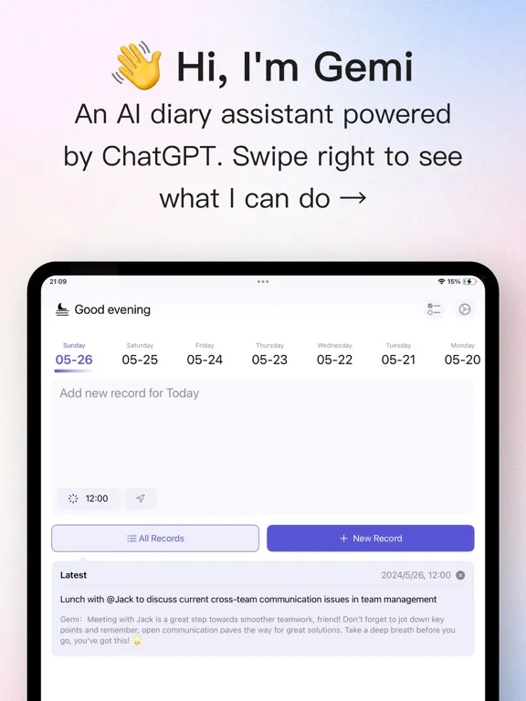 ภาพหน้าจอของ Gemi- AI Journal & Diary iPad 