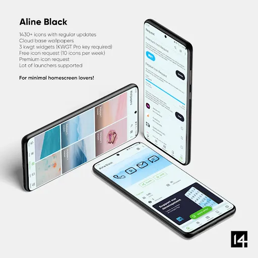Aline Black: linear icon pack Screenshots