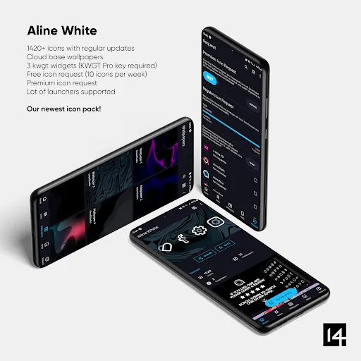 Aline White: linear icon pack Screenshots