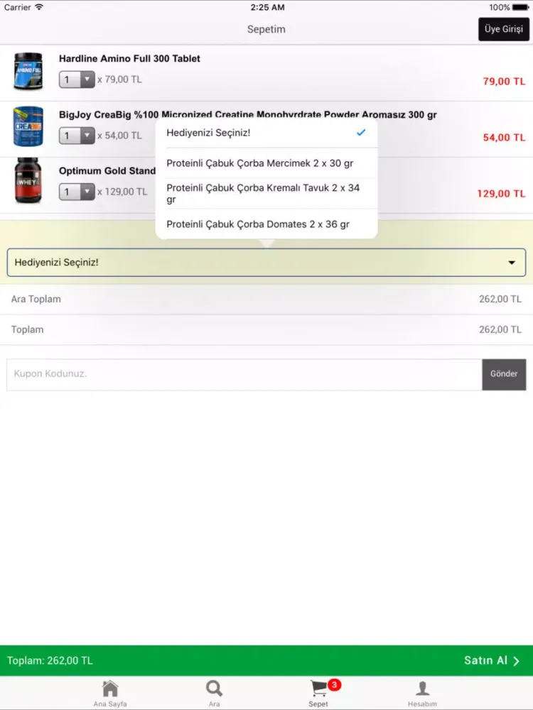 Tangkapan skrin Nutrishop.com.tr iPad 