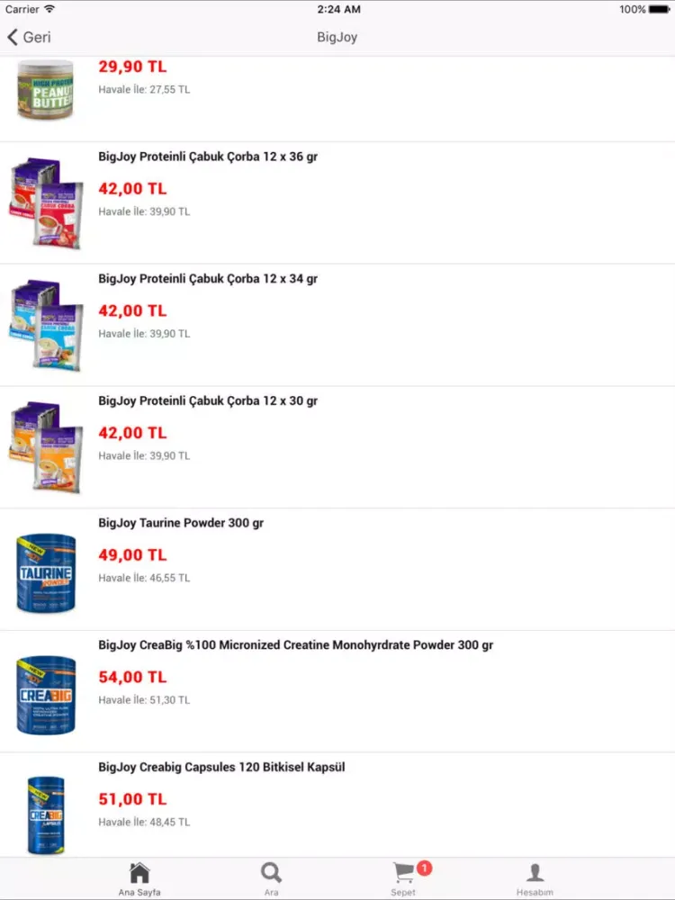 Tangkapan skrin Nutrishop.com.tr iPad 