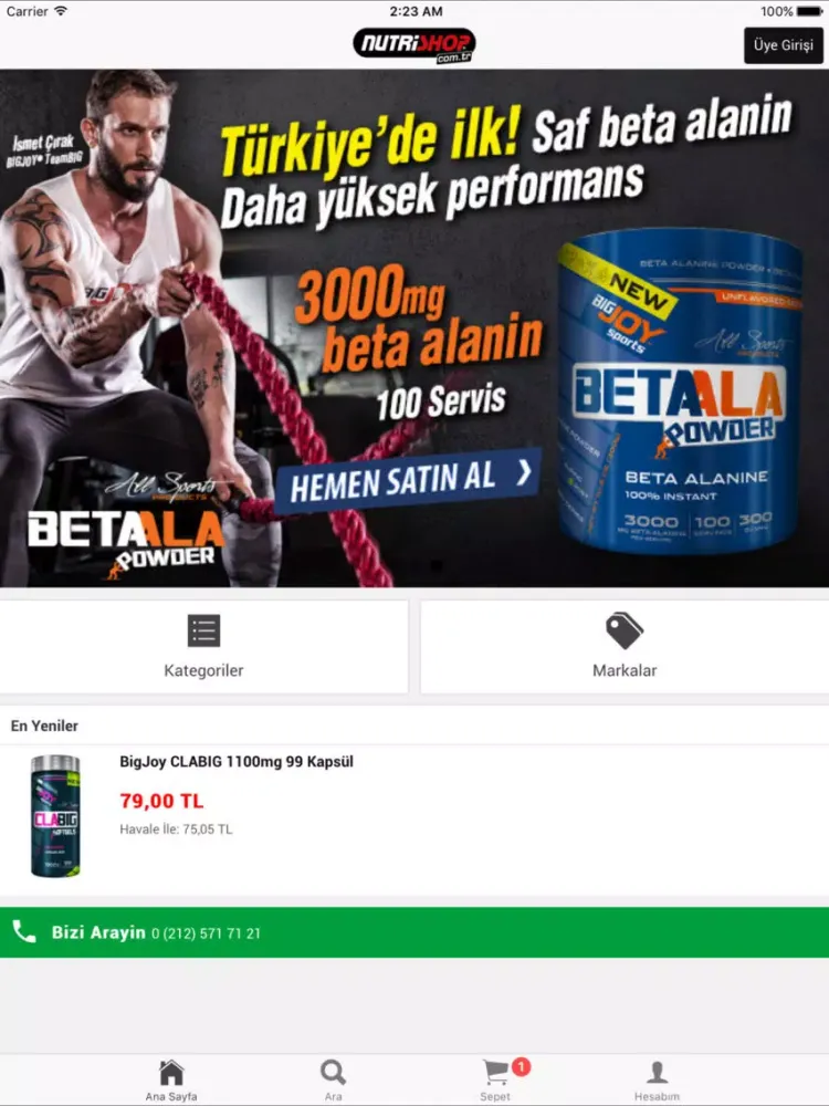 Tangkapan skrin Nutrishop.com.tr iPad 