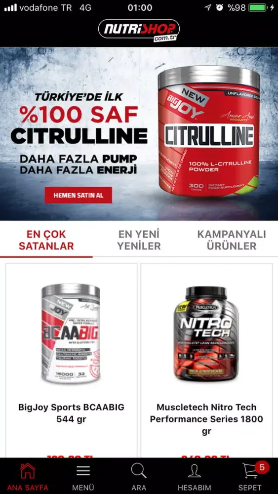 Tangkapan skrin Nutrishop.com.tr