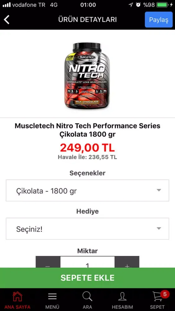 Tangkapan skrin Nutrishop.com.tr