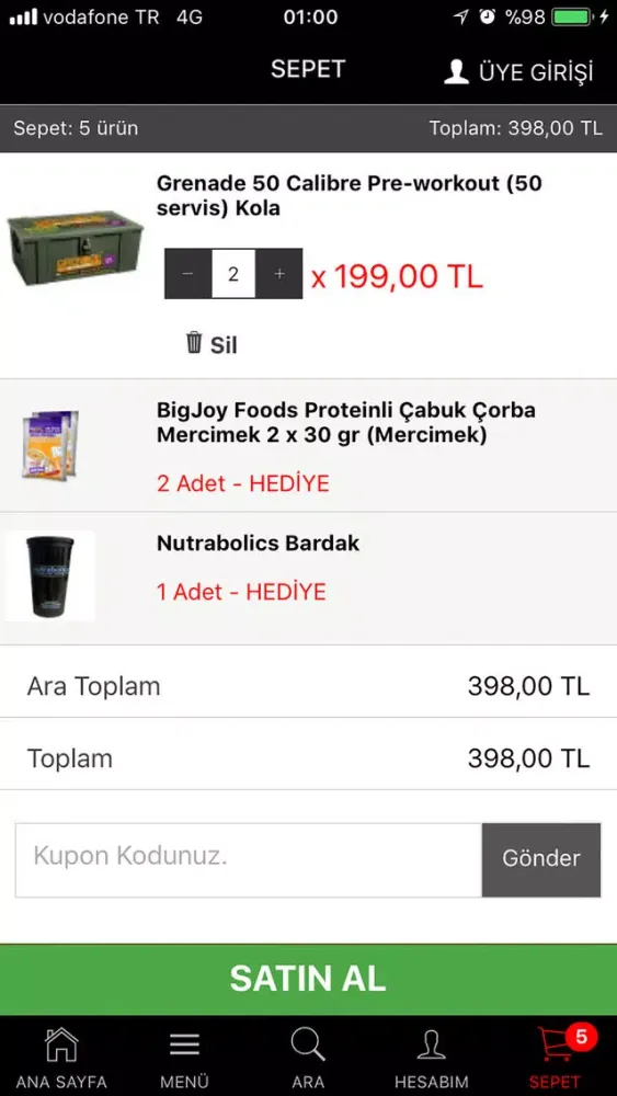 Tangkapan skrin Nutrishop.com.tr