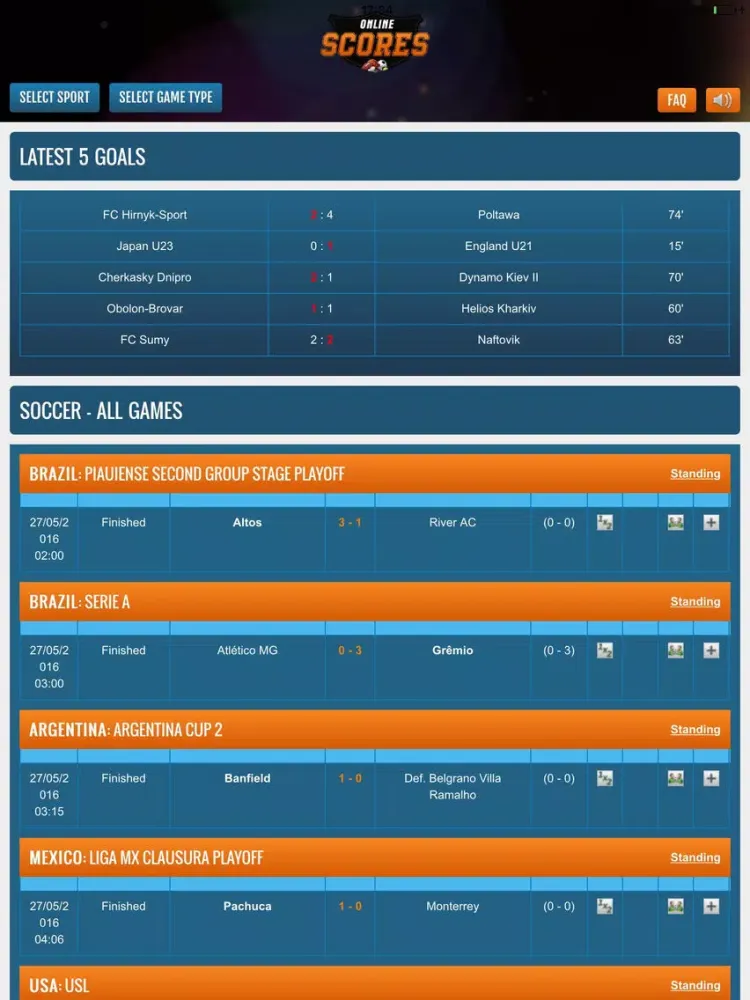 Capturas de tela do Livescore App by Online-Scores.com iPad 