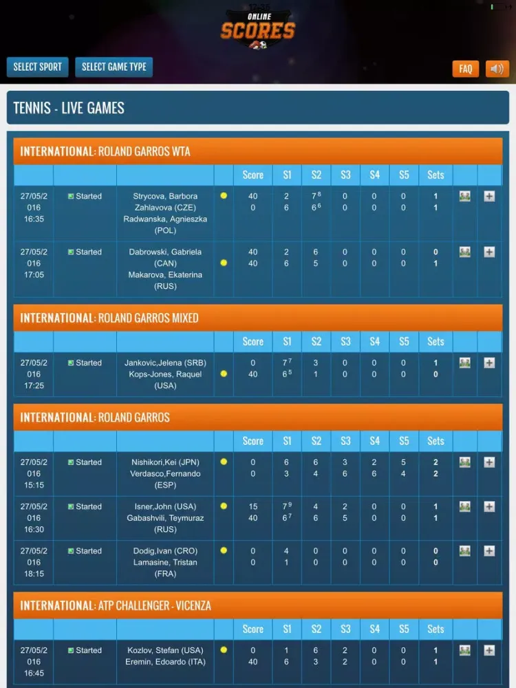 Capturas de tela do Livescore App by Online-Scores.com iPad 
