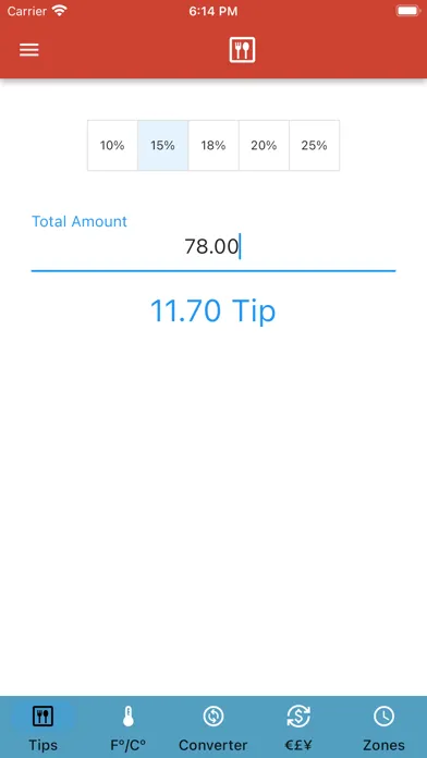 Ảnh chụp màn hình của 2nd Calc - Tips, Temps, Times