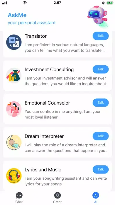 AskMe-Chat Bot Assistant Screenshots