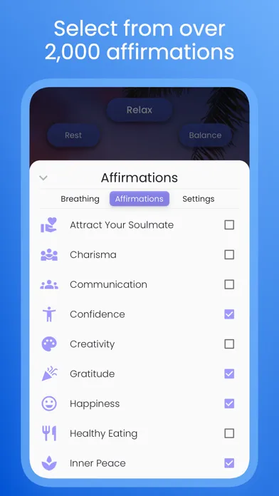 Zrzuty ekranu Breathe to Relax: Affirmations