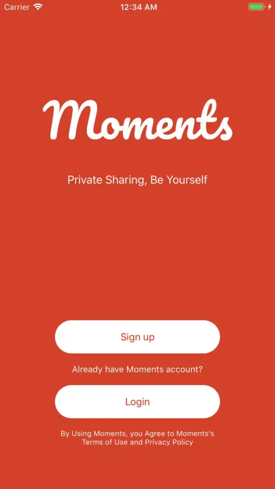 Tangkapan skrin Moments Social