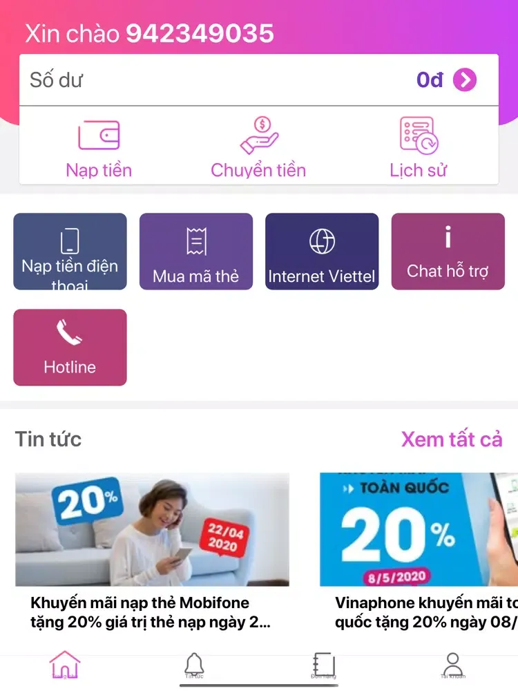 Tangkapan skrin Pay5s Thẻ Cào & Thanh Toán iPad 