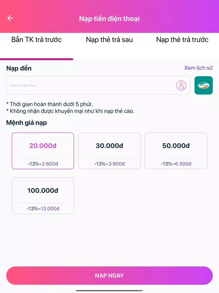 Tangkapan skrin Pay5s Thẻ Cào & Thanh Toán iPad 