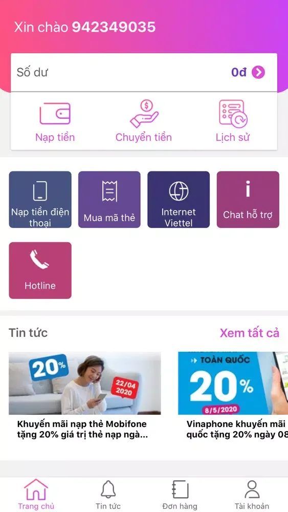 Tangkapan skrin Pay5s Thẻ Cào & Thanh Toán