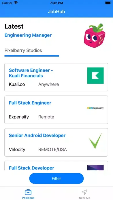 Tangkapan skrin JobHub - Github Jobs Client