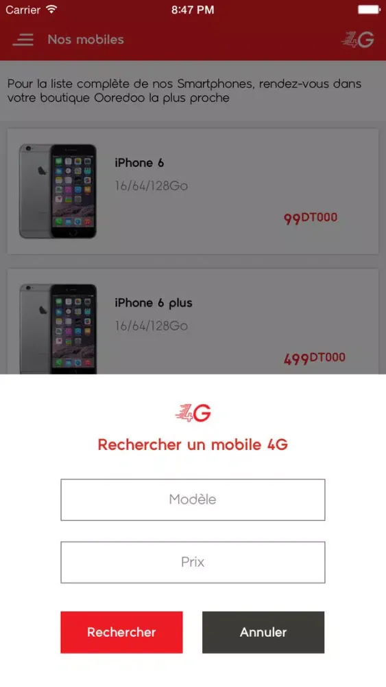 Ảnh chụp màn hình của Ooredoo 4G